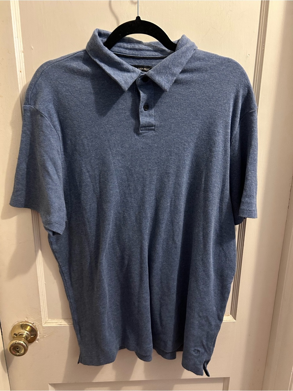 Banana Republic Men's Heathered Blue Polo 100% Cotton Casual